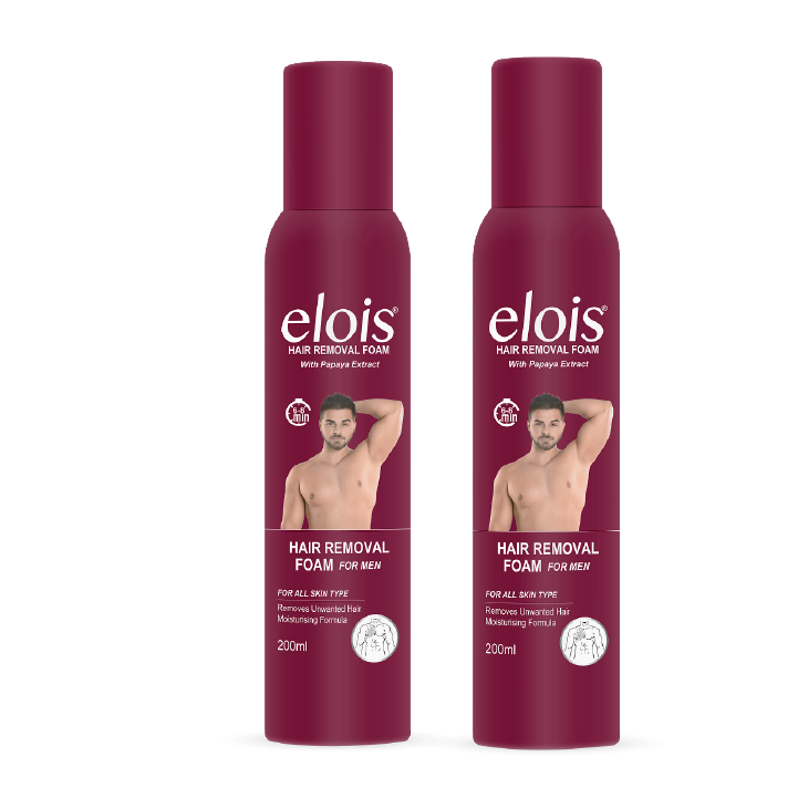 Elois Male Body Hair Remover Spray with Papaya Extract 200ml (Pack of 1 & 2)
