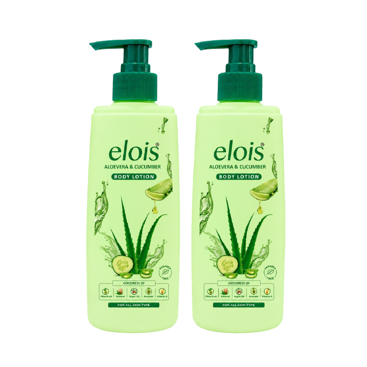 Elois Aloe Vera & Cucumber Body Lotion for Deep Hydration & Healthy Skin, 300ml | Pack of 1 & Pack of 2