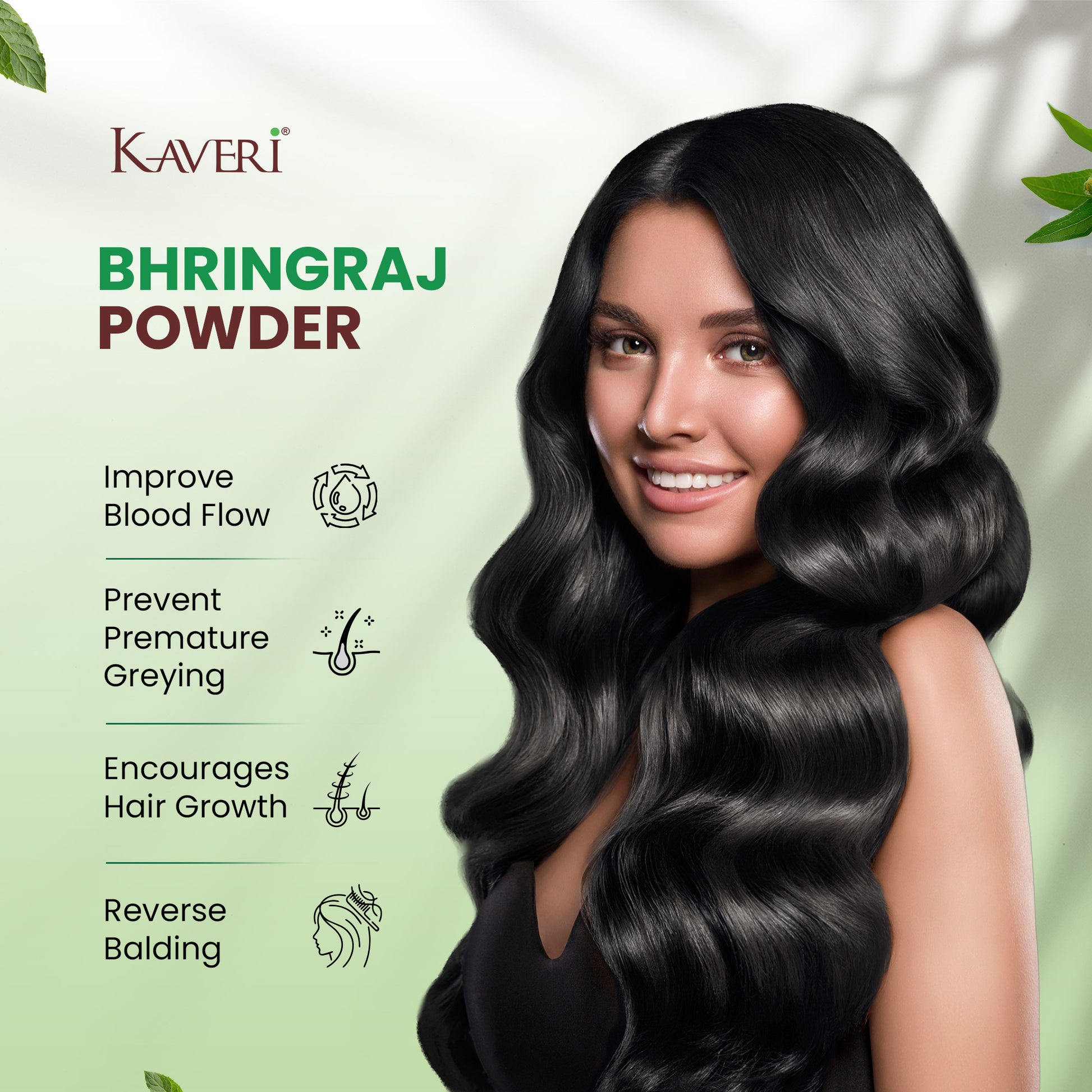 Kaveri Bhringraj Powder for Hair Growth & Scalp Care | Natural Herbal Powder | Helps Reduce Hair Fall & Dandruff | Chemical & Preservative Free | Ayurvedic Hair Care Powder 200g