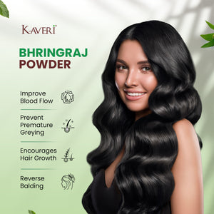 Kaveri Bhringraj Powder for Hair Growth & Scalp Care | Natural Herbal Powder | Helps Reduce Hair Fall & Dandruff | Chemical & Preservative Free | Ayurvedic Hair Care Powder 200g