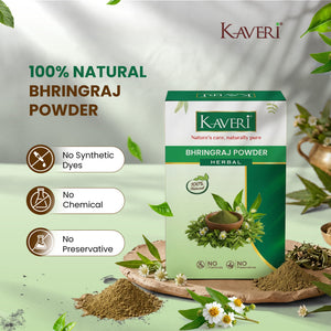 Kaveri Bhringraj Powder for Hair Growth & Scalp Care | Natural Herbal Powder | Helps Reduce Hair Fall & Dandruff | Chemical & Preservative Free | Ayurvedic Hair Care Powder 200g