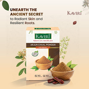 Kaveri Arjun Chaal Powder for Healthy Skin & Strong Hair |Arjun Bark Powder| Pure Ayurvedic Herbal Powder for Face Pack Scalp Care & Hair Nourishment | Chemical & Preservatives Free 200g