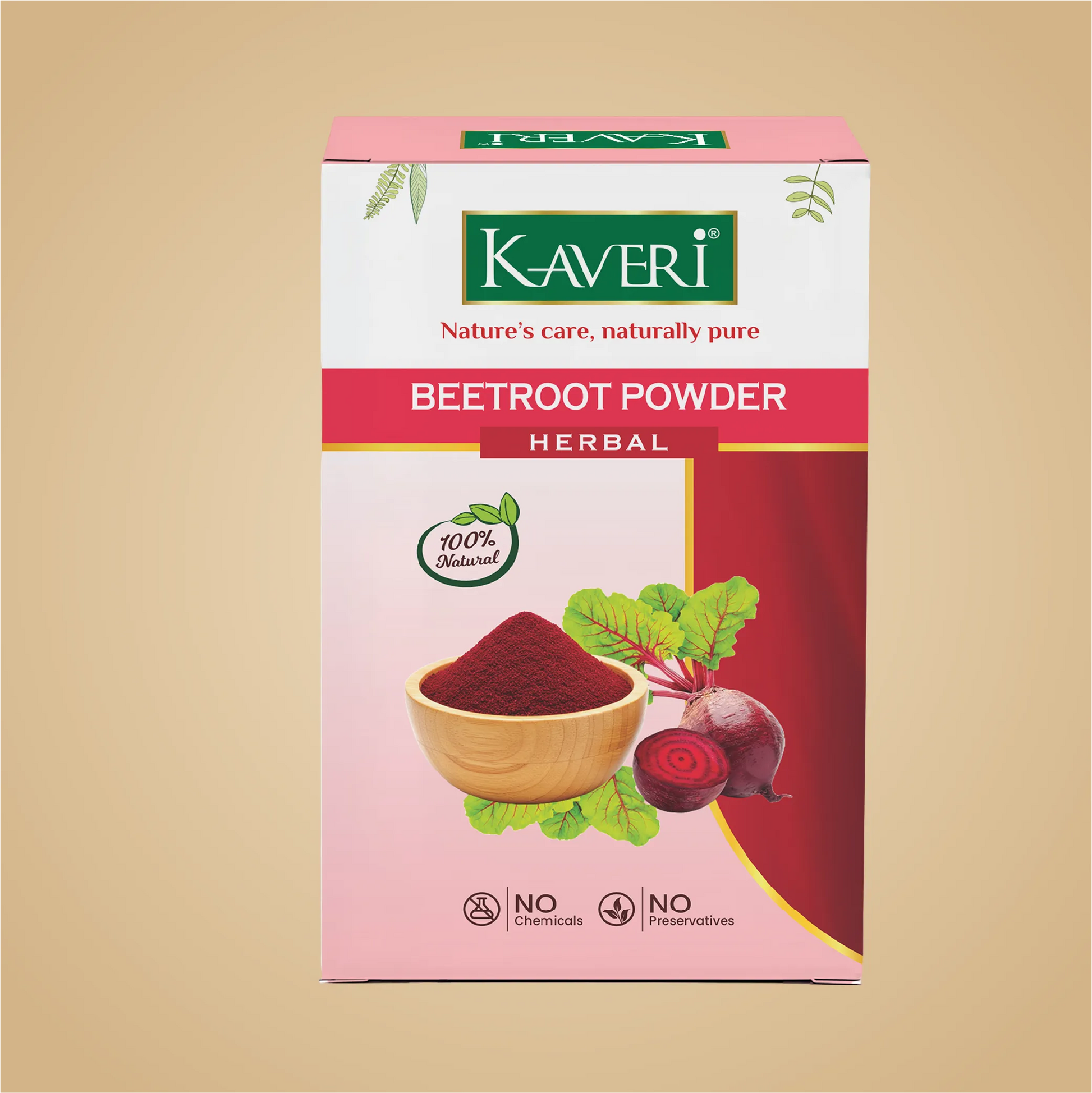 Kaveri Herbal Beetroot Powder | Natural Face & Hair Pack | Helps in Brightening, Pigmentation Care & Scalp Nourishment | 200gm