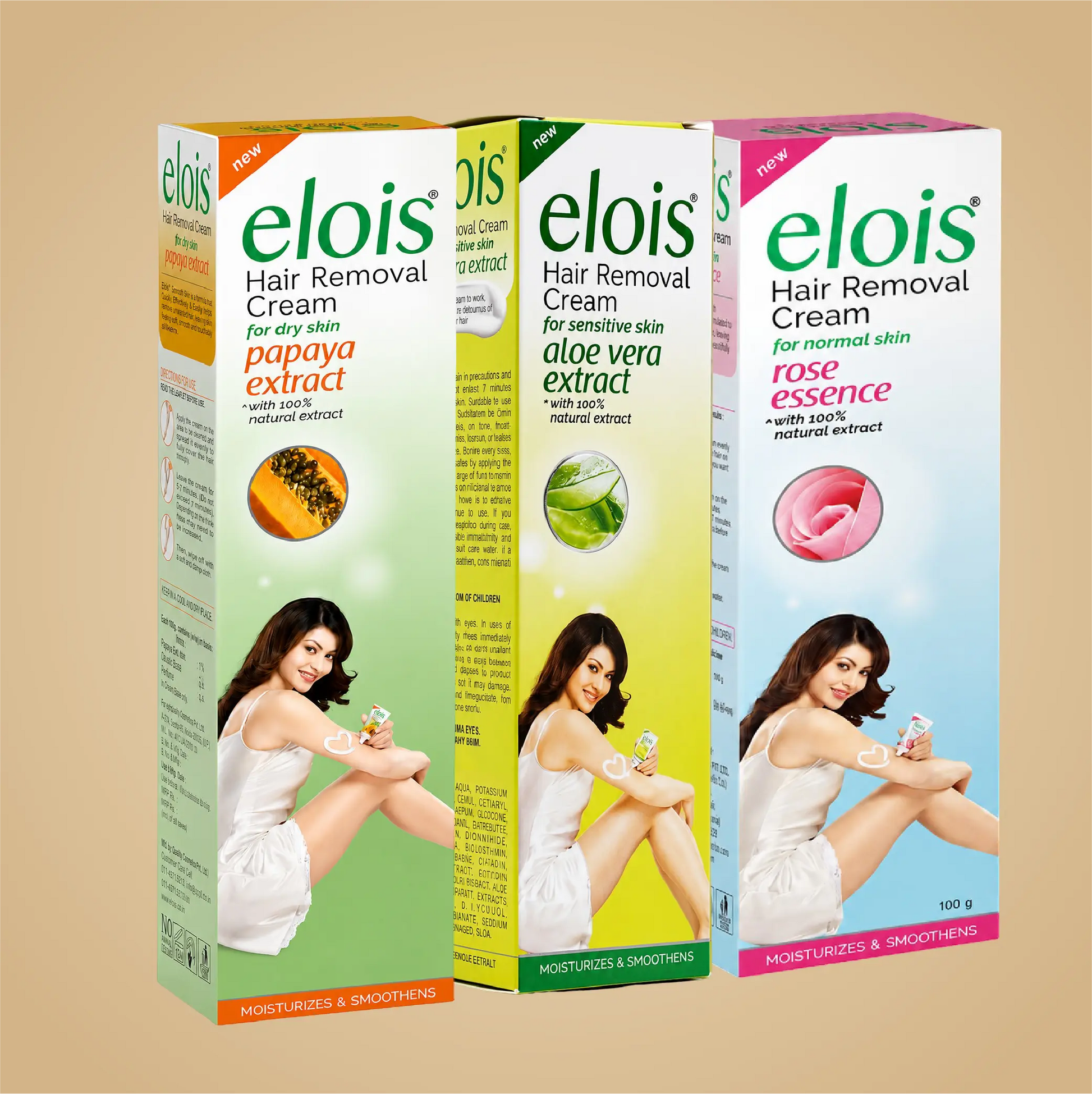 Elois Depilatory Cream for Women & Girls with Rose, Aloe Vera & Papaya for Bikini Area, Private Parts, Underarms, Arms & Legs – 100g (Pack of 1 & Pack of 3)