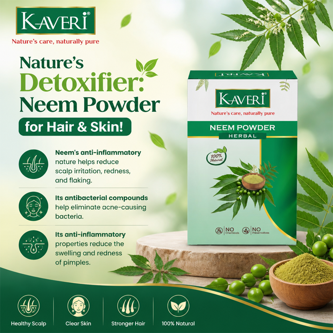 Kaveri Neem Powder for Hair & Skin Care |Natural Organic Neem Leaf Powder | Herbal Face Pack & Hair Mask | No Chemicals & No Preservatives