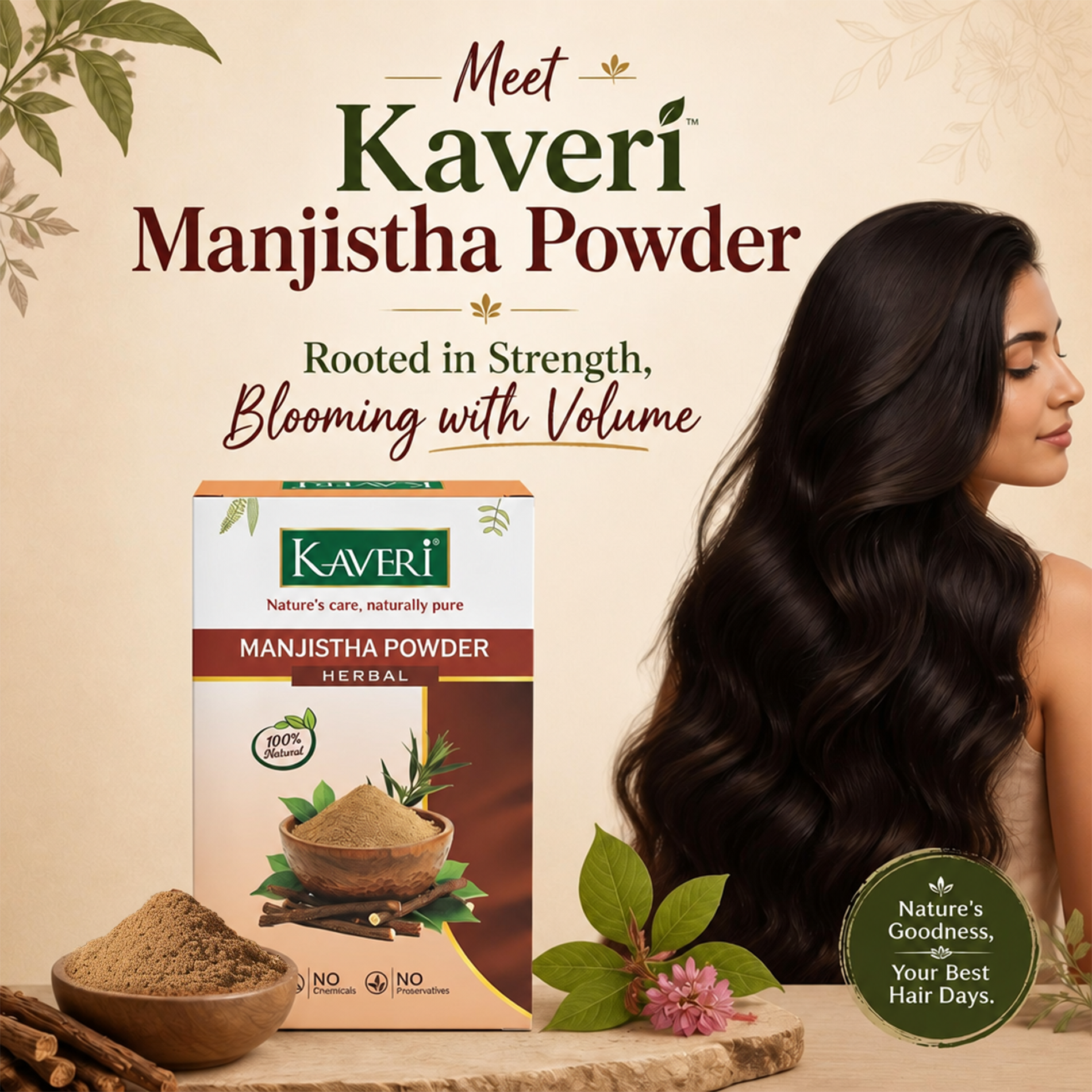 Kaveri Manjistha Powder | Natural Manjistha Root Powder for Skin & Hair Care | Herbal Face Pack for Glowing Skin | Ayurvedic Hair & Scalp Care | Chemicals & Preservatives Free 200g