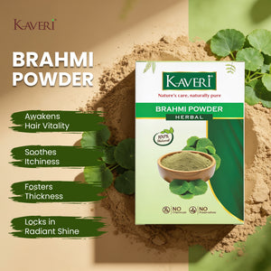 Kaveri Brahmi Powder for Hair & Skin Care | Natural Brahmi Powder | Herbal Hair Mask & Face Pack | Supports Healthy Hair Growth & Scalp Care |Chemicals & Preservatives Free | 200gm