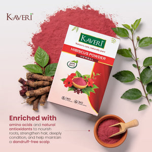 Kaveri Organic Hibiscus Powder For Hair Face Mask & Hibiscus Tea Gudhal Ka Phool Powder Pure & Natural No Preservatives 200gm