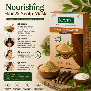 Kaveri Mulethi Powder for Skin & Hair Care | Pure Licorice Root Powder | Natural Face Pack for Glowing Skin | Herbal Hair & Scalp Care | Chemical & Preservative Free | 200g