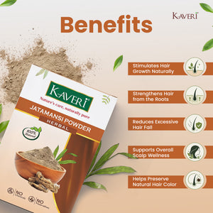 Kaveri Jatamansi Powder for Hair & Skin Care – Natural Herbal Jatamansi Root Powder | Hair Growth & Scalp Care | DIY Face Pack | Chemicals & Preservatives free 200gm