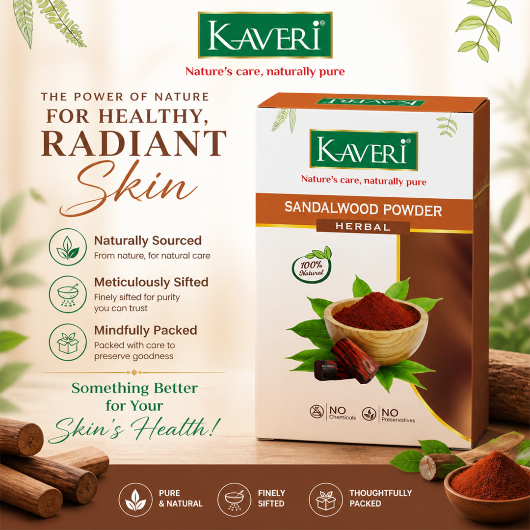 Kaveri Organic Red Sandalwood Face Pack Powder Natural for Skin Brightening, Acne, Blemishes, Pigmentation Removal - 200gm
