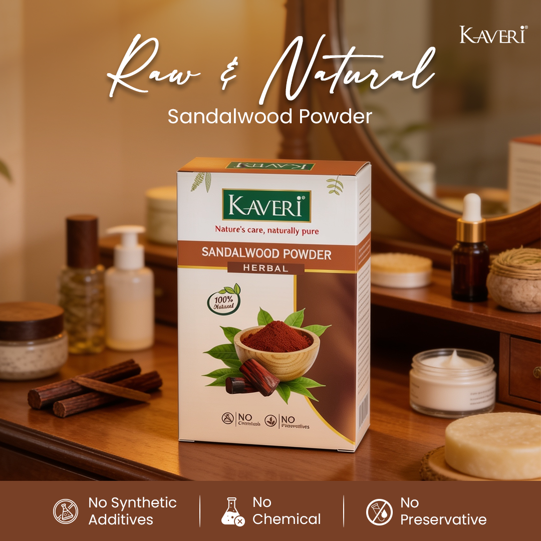 Kaveri Organic Red Sandalwood Face Pack Powder Natural for Skin Brightening, Acne, Blemishes, Pigmentation Removal - 200gm