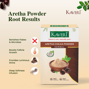 Kaveri Aretha Chilka Powder for Hair & Skin Care | Natural Soapnut Peel Powder | Herbal Hair Cleanser & Face Cleanser | Helps Remove Excess Oil & Dirt | Chemicals & Preservatives Free | 200g