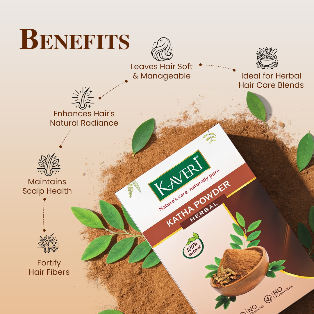 Kaveri Katha Powder for Hair & Skin Care Natural Organic Herbal Katha Powder | DIY Face Pack & Hair Mask | No Chemicals & No Preservatives 200gm