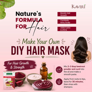 Kaveri Herbal Beetroot Powder | Natural Face & Hair Pack | Helps in Brightening, Pigmentation Care & Scalp Nourishment | 200gm