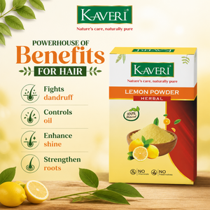 Kaveri Lemon Powder for Hair & Skin Care | Natural Lemon Peel Powder | Herbal Face Pack & Hair Mask | Supports Oil Control & Glowing Skin | Chemicals & Preservatives Free 200g