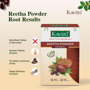 Kaveri Organic Reetha Powder (Sapindus mukorossi) for Hair & Scalp Care, Gently Cleanses, Supports Healthy Hair, Natural & Chemical-Free – 200g