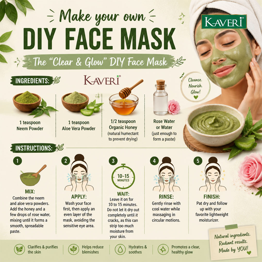 Kaveri Neem Powder for Hair & Skin Care |Natural Organic Neem Leaf Powder | Herbal Face Pack & Hair Mask | No Chemicals & No Preservatives