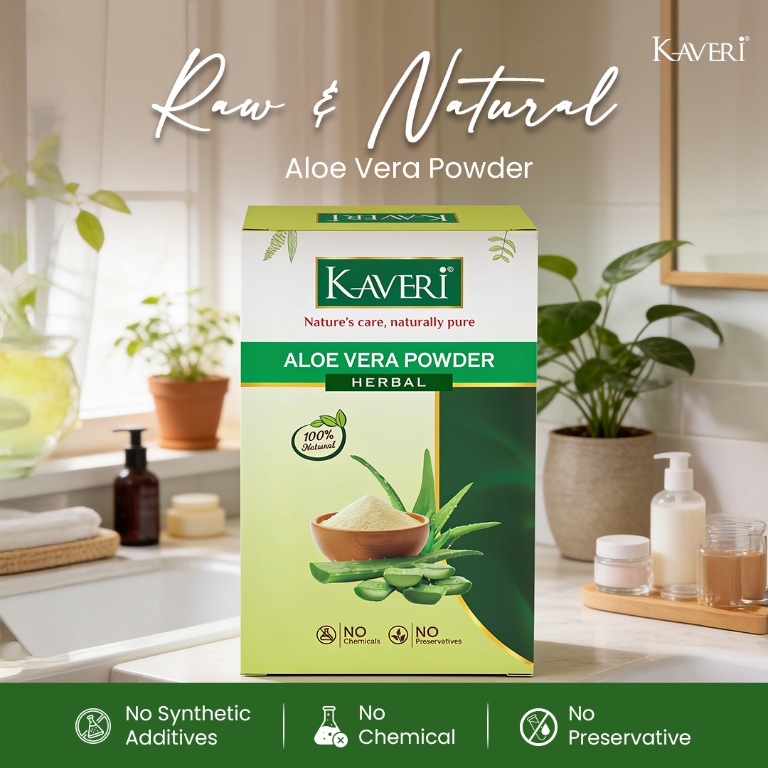 Kaveri Aloe Vera Natural Organic Powder for Hair & Skin | Chemical & Preservatives Free | For Face Pack Hair Mask & Scalp Nourishment | 200gm