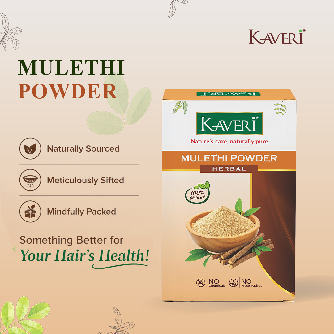 Kaveri Mulethi Powder for Skin & Hair Care | Pure Licorice Root Powder | Natural Face Pack for Glowing Skin | Herbal Hair & Scalp Care | Chemical & Preservative Free | 200g