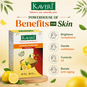 Kaveri Lemon Powder for Hair & Skin Care | Natural Lemon Peel Powder | Herbal Face Pack & Hair Mask | Supports Oil Control & Glowing Skin | Chemicals & Preservatives Free 200g
