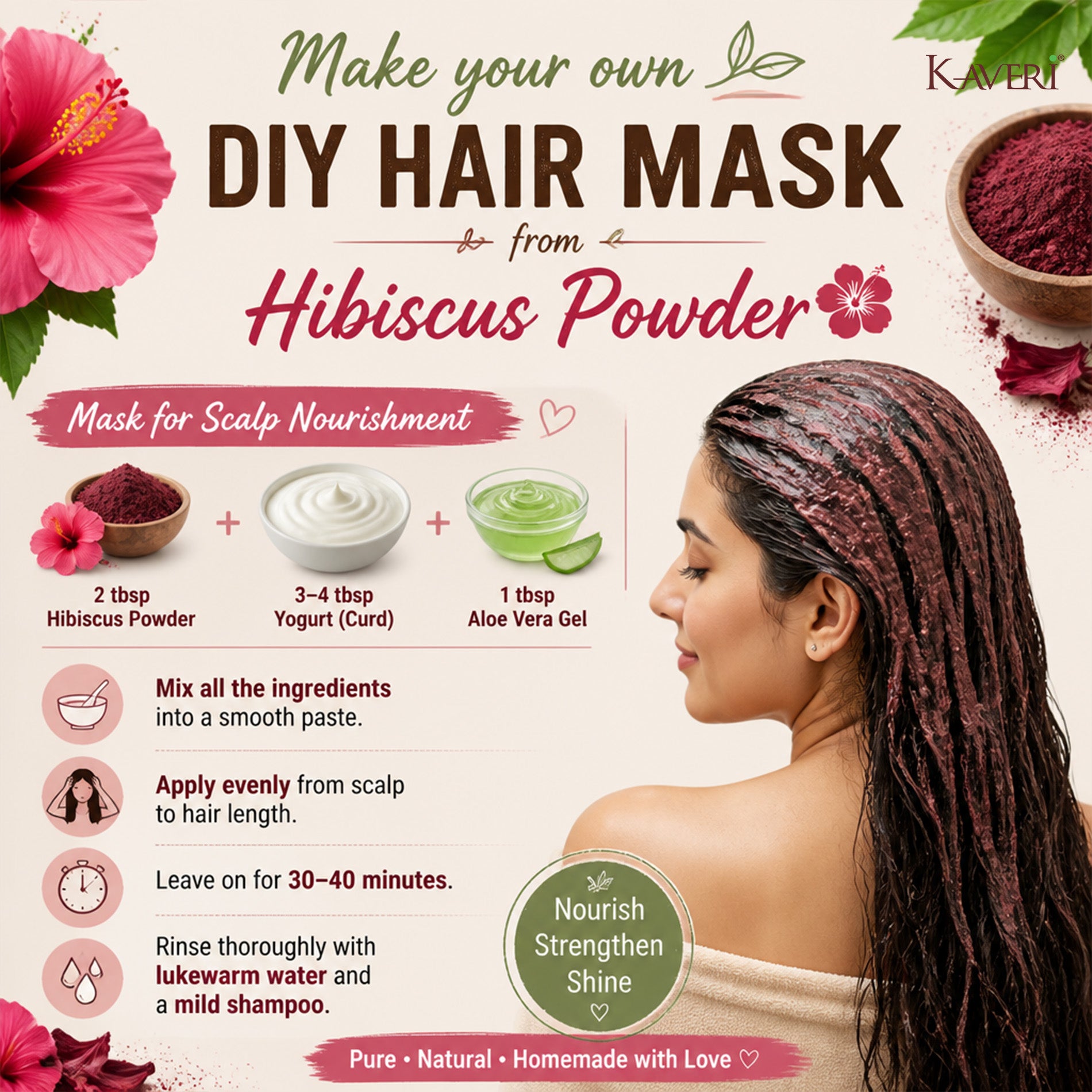Kaveri Organic Hibiscus Powder For Hair Face Mask & Hibiscus Tea Gudhal Ka Phool Powder Pure & Natural No Preservatives 200gm