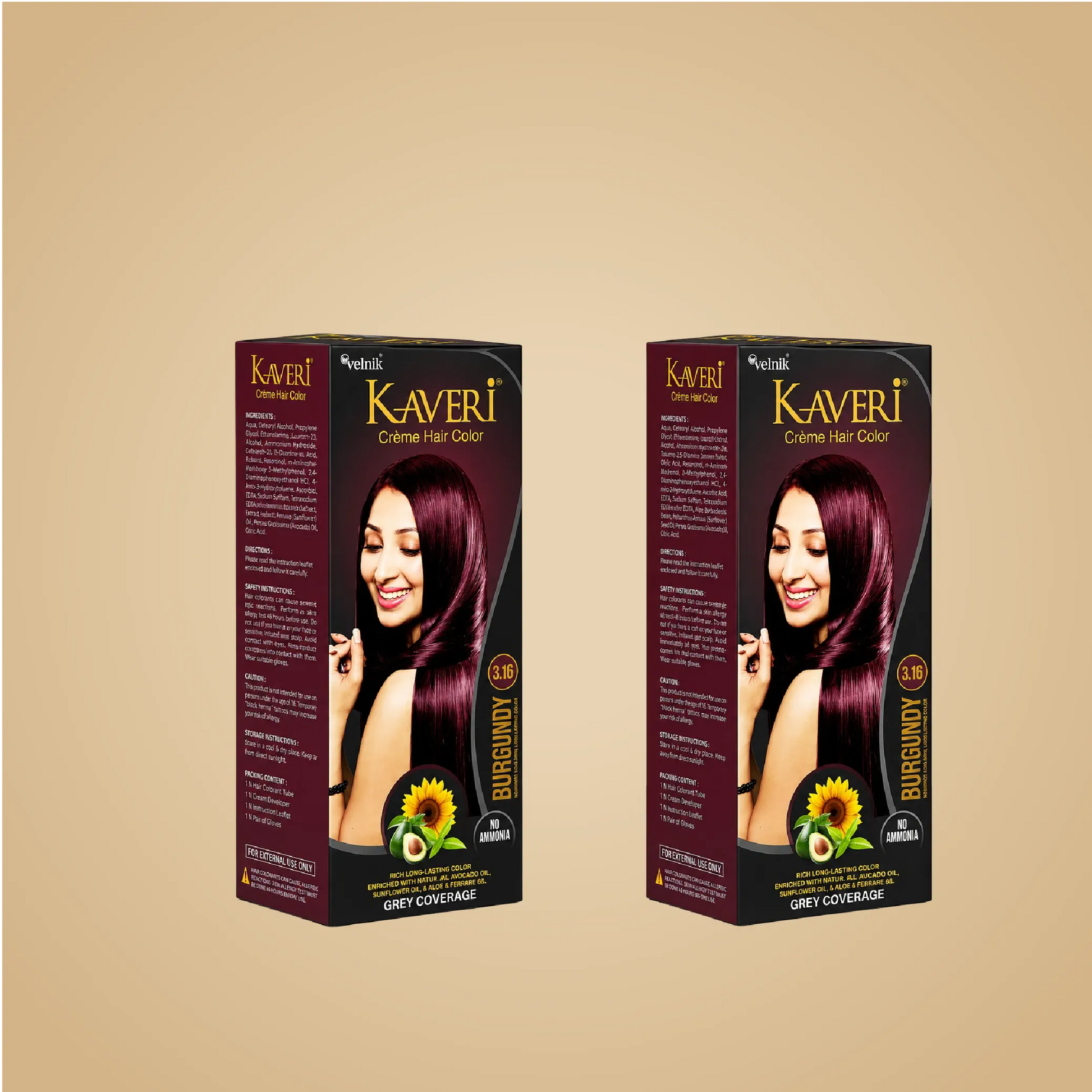 Kaveri Creme Hair Color for Grey Hair Coverage – Pack of 2, 3, 4, 5 & 6