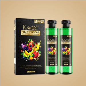 Kaveri Fruit Vinegar Gel Hair Color Natural Black Hair Dye for Men & Women | No Ammonia & No Harsh PPD Long-Lasting Colour Gentle on Scalp For 100% Grey Coverage 450ml x 2