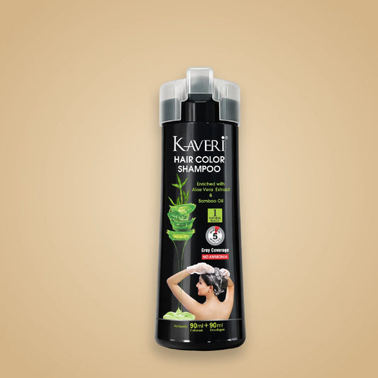 Kaveri Hair Color Shampoo For Men & Women (Natural Black 180Ml) No Ammonia, No Parabens Enriched with Aloe Vera Extract, Bamboo Oil & Henna