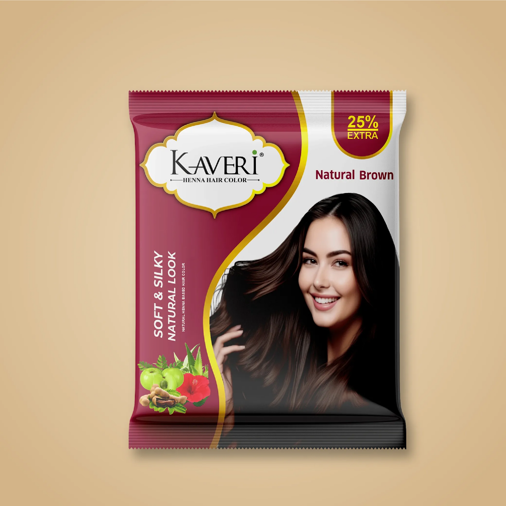 Kaveri Brown Henna Hair Color for Men & Women | Herbal Hair Dye | No Ammonia | 15g | Pack of 10, 20 & 30