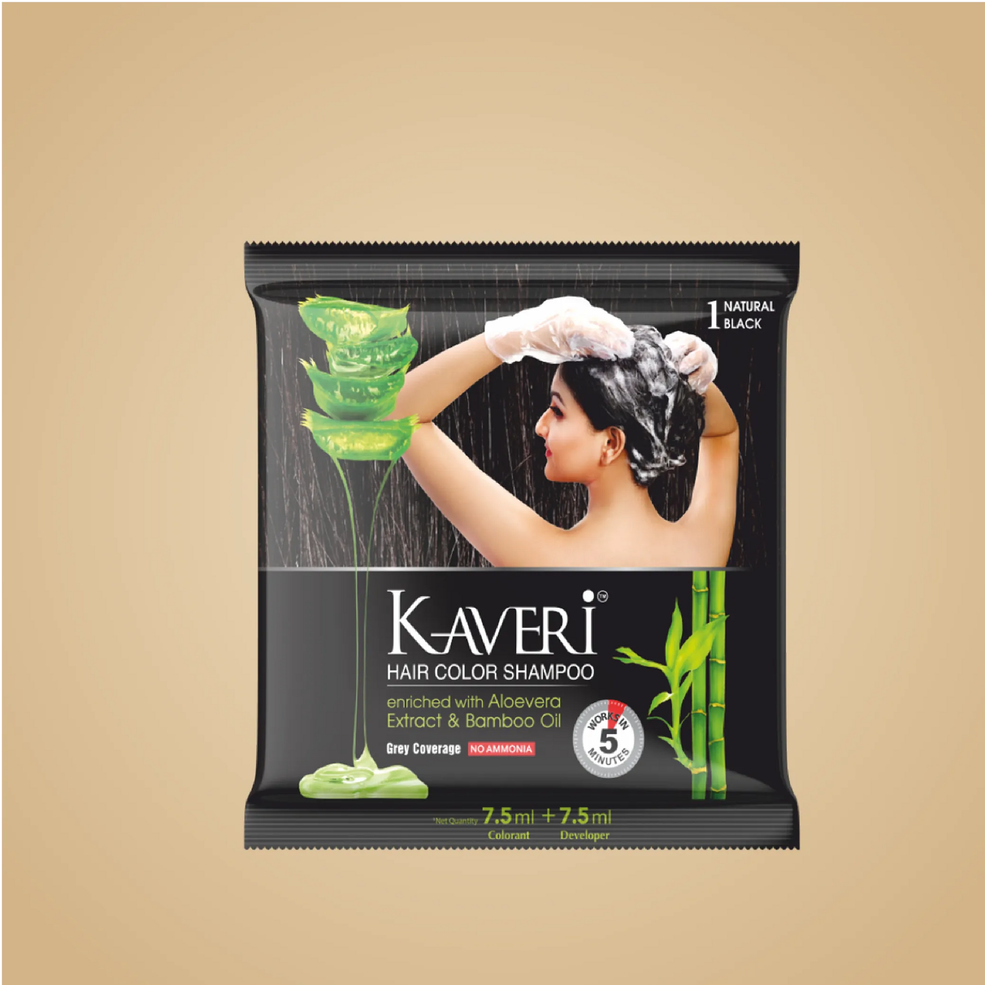 Kaveri Hair Color Shampoo - 15ml Black (Pack of 12)