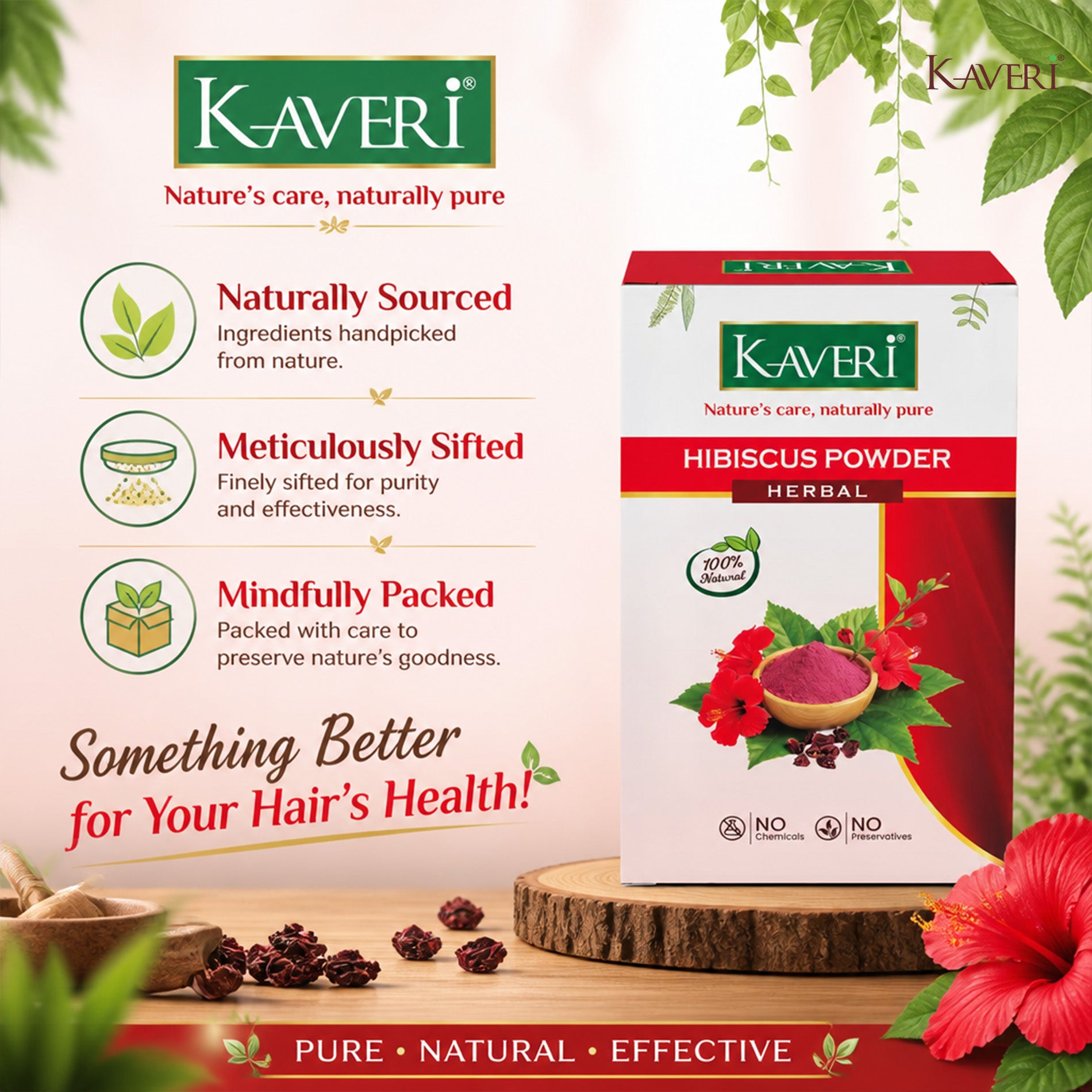 Kaveri Organic Hibiscus Powder For Hair Face Mask & Hibiscus Tea Gudhal Ka Phool Powder Pure & Natural No Preservatives 200gm