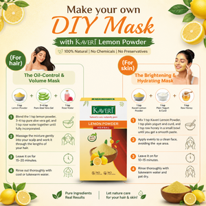 Kaveri Lemon Powder for Hair & Skin Care | Natural Lemon Peel Powder | Herbal Face Pack & Hair Mask | Supports Oil Control & Glowing Skin | Chemicals & Preservatives Free 200g