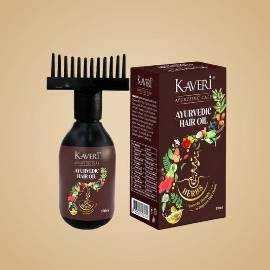 Kaveri Ayurvedic Hair Oil For Hair Growth Hair Fall Control And Hair Growth With Bringharaj Comb Applicator Bottle For Men & Women