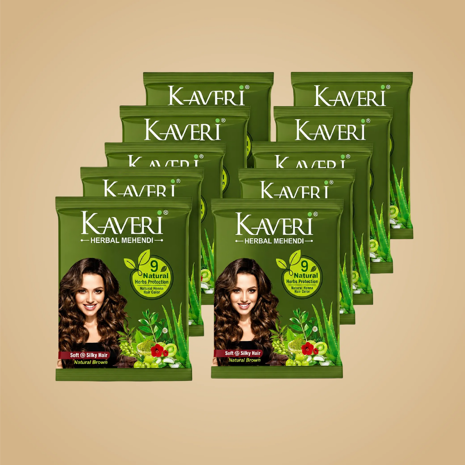 Kaveri Natural Brown Hair Color with 9 Herbal Ingredients – 10 Sachets x 15g