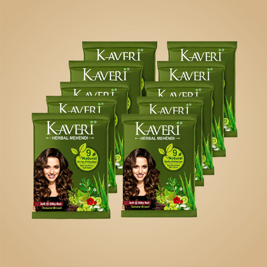 Kaveri Natural Brown Hair Color with 9 Herbal Ingredients – 10 Sachets x 15g