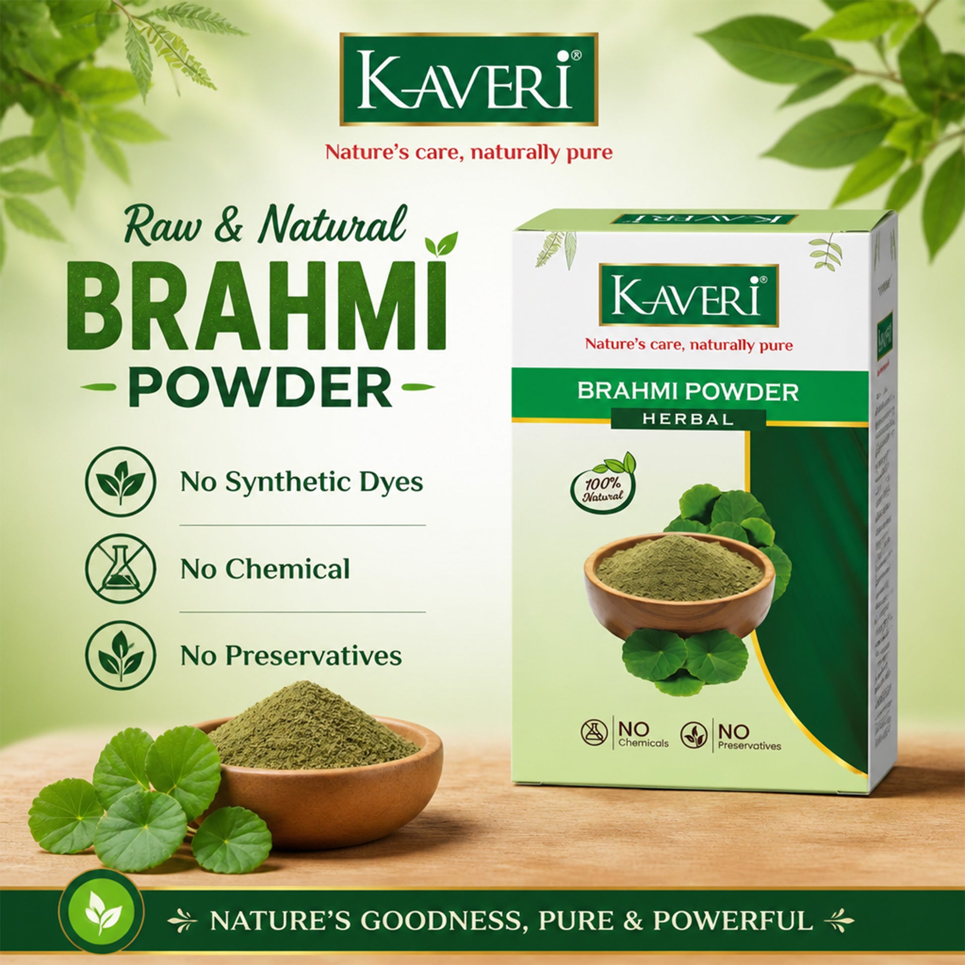 Kaveri Brahmi Powder for Hair & Skin Care | Natural Brahmi Powder | Herbal Hair Mask & Face Pack | Supports Healthy Hair Growth & Scalp Care |Chemicals & Preservatives Free | 200gm