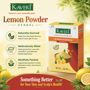 Kaveri Lemon Powder for Hair & Skin Care | Natural Lemon Peel Powder | Herbal Face Pack & Hair Mask | Supports Oil Control & Glowing Skin | Chemicals & Preservatives Free 200g