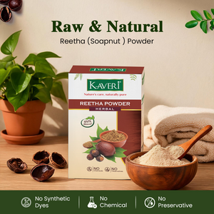 Kaveri Organic Reetha Powder (Sapindus mukorossi) for Hair & Scalp Care, Gently Cleanses, Supports Healthy Hair, Natural & Chemical-Free – 200g