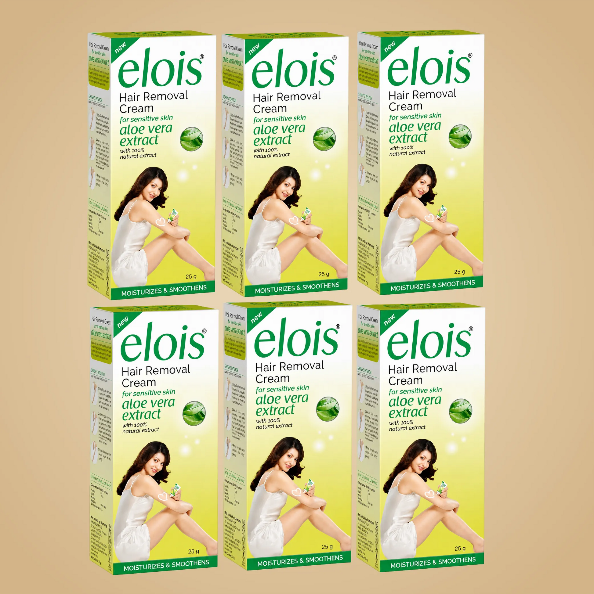 Elois Aloe Vera Hair Removal Cream for Women – 25g (Pack of 2, 3, 4 & 6)