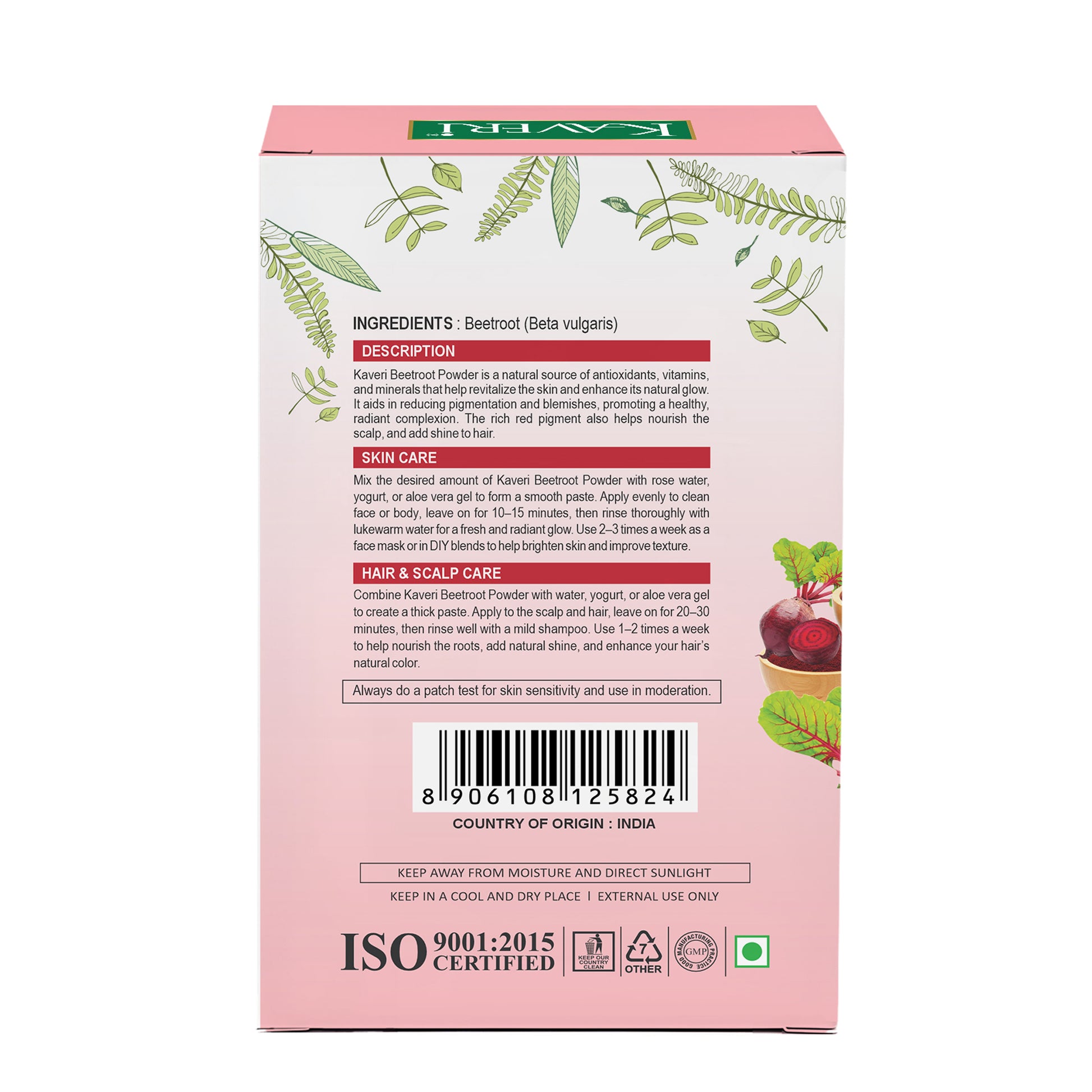 Kaveri Herbal Beetroot Powder | Natural Face & Hair Pack | Helps in Brightening, Pigmentation Care & Scalp Nourishment | 200gm