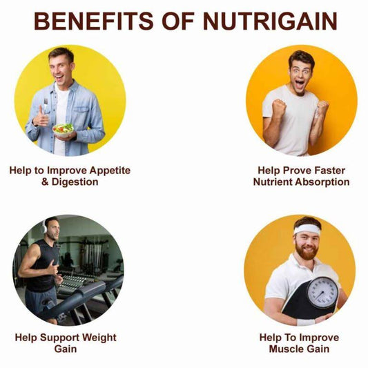 Nutrigain Plus – Ayurvedic Power Shake for Healthy Weight Gain | Ayurveda + Taste = Perfect Weight Gain | Chocolate Flavour Gainer | 500g