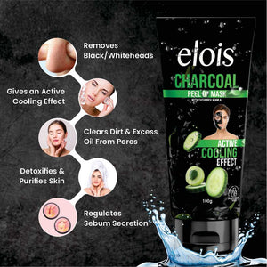 Elois Charcoal Peel off Mask With Cucumber & Amla (Buy 1 Get 1 Free)