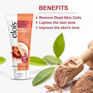 Elois Kesar Chandan Face Scrub for Exfoliation, Deep Cleansing, Blackhead Removal And Pore Minimization Glowing for men and women (Buy 1 Get 1 Free)