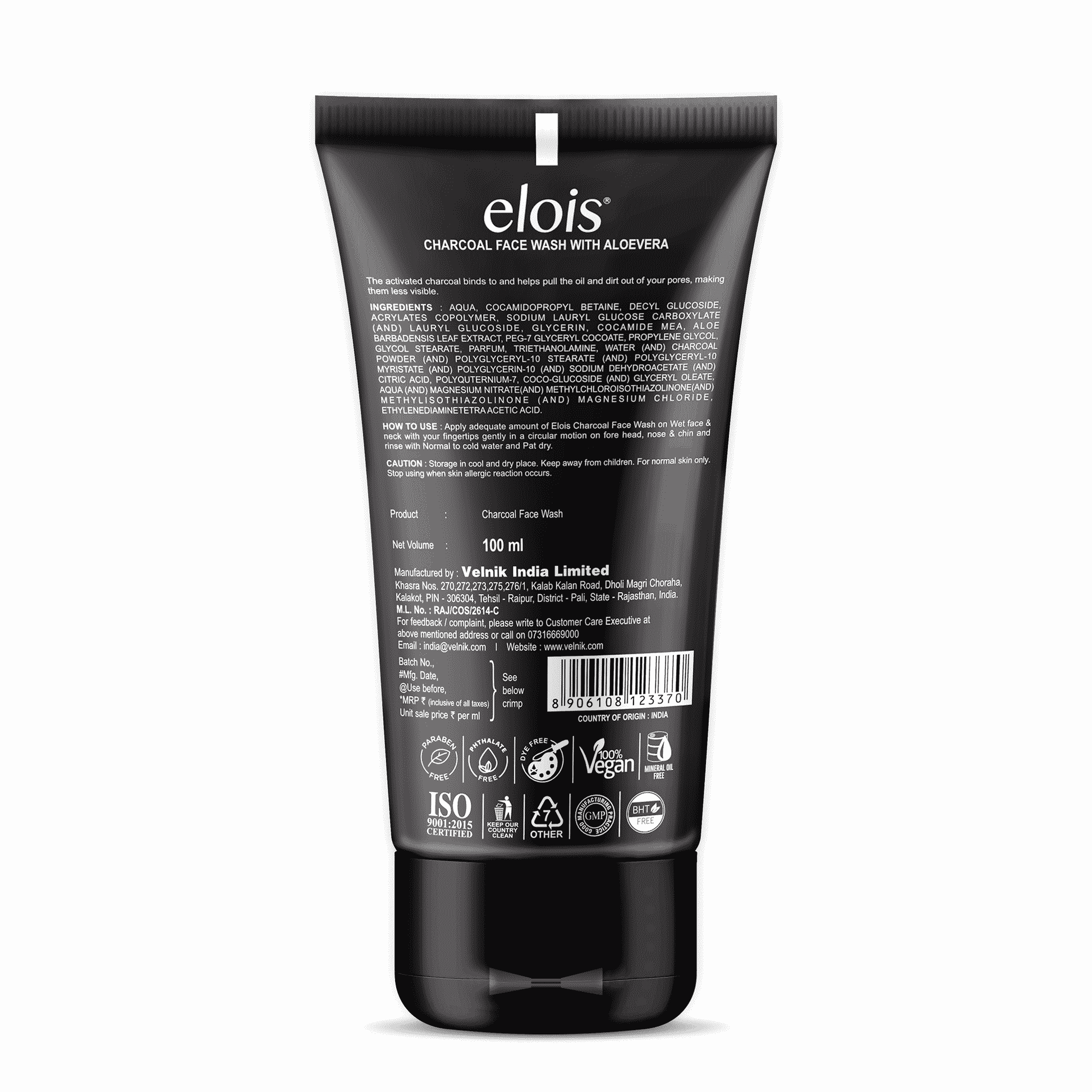 Elois Charcoal Face Wash for Radiant Skin (Buy 1 Get 1 Free)