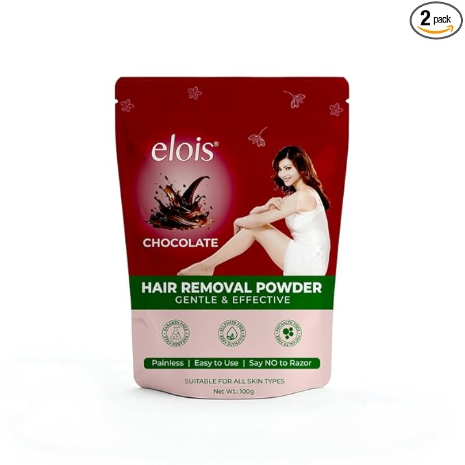 Elois Hair Removal Powder For Woman Bikini Area – Pack Of 1 & 2 100 Gram Hair Remover Herbal Wax Powder Pain Less For All Skin Types Hands, Legs, Underarms, Bikini & Intimate Area – Aleo Vera & Ubtan | Chandan & Ubtan | Chocolate | Turmeric & Ubtan