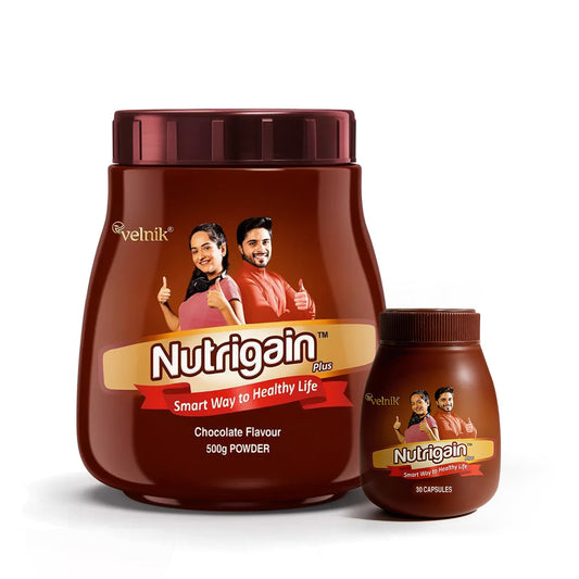 Nutrigain Ayurvedic Weight Gainer Powder & 30 Capsules Combo – 500gm