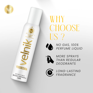 Bounce Perfume Body Spray No Gas Deodorant for Men, Long-Lasting, Freshness, 0% Alcohol | Dermatologically Approved Formula 150 ml