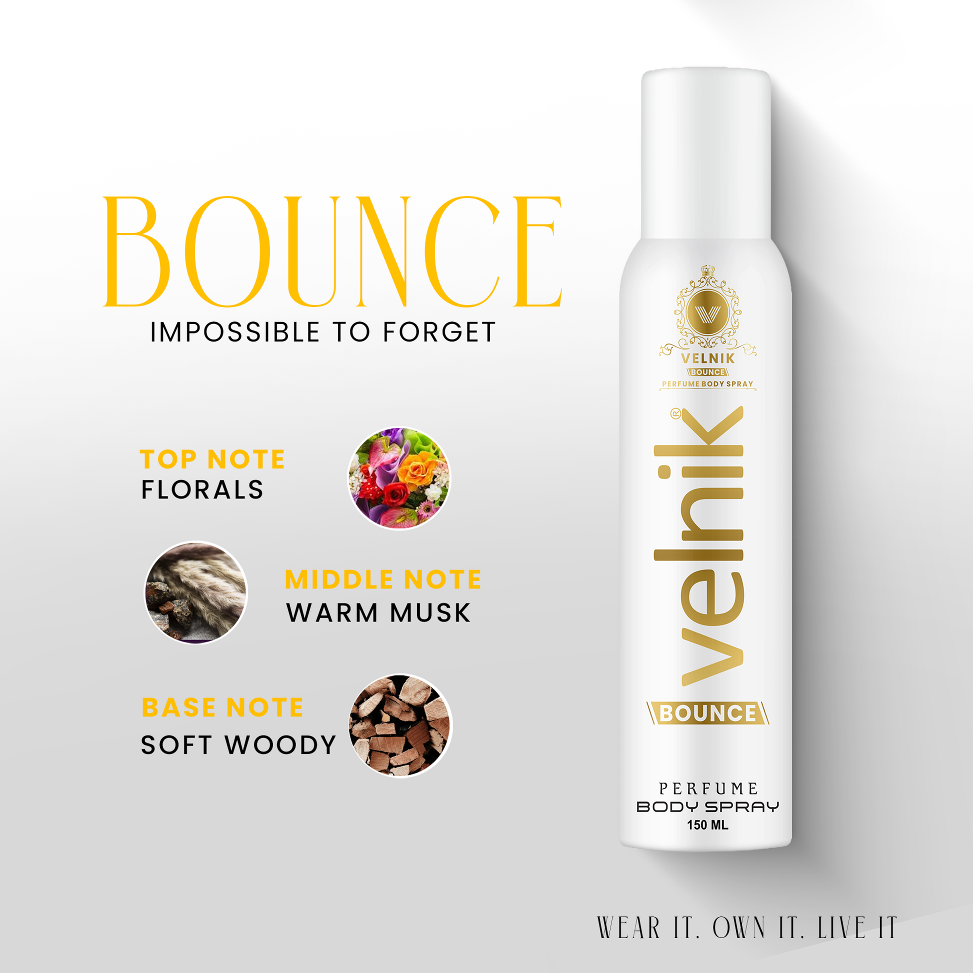 Bounce Perfume Body Spray No Gas Deodorant for Men, Long-Lasting, Freshness, 0% Alcohol | Dermatologically Approved Formula 150 ml