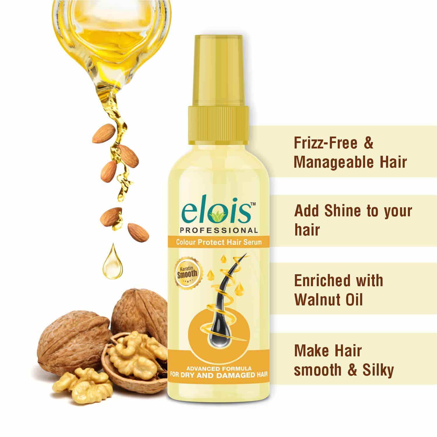 Elois Professional Colour Protect Hair Serum 100ml and Get Kaveri Shampoo Hair Color Sachet FREE